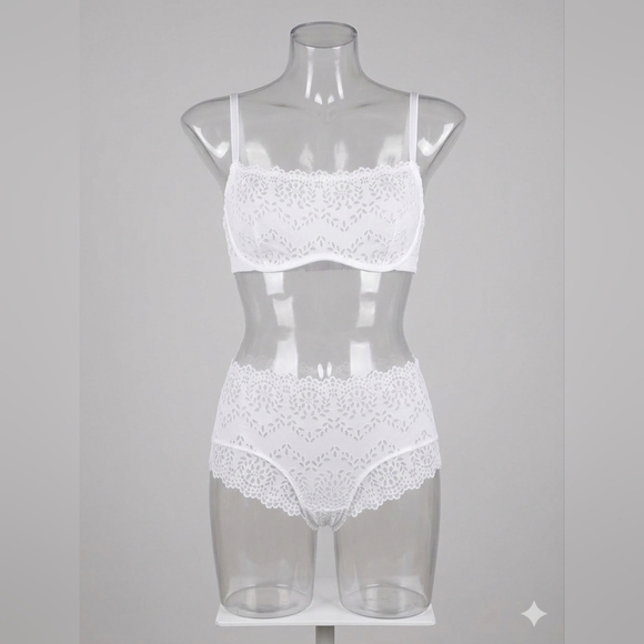 Victoria's Secret Other - VS PINK Floral White Crochet & Lace Set XL NWT